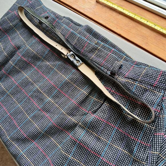 Worthington Vintage Wool Pencil Skirt 16 midi pockets black houndstooth +belt - Picture 13 of 16